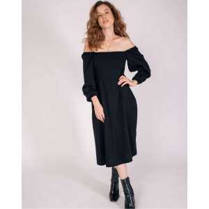 Aatise Kleid Zéfi mit langen Ärmeln aus EcoVero uni schwarz