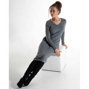 Alma & Lovis Jersey-Jacquard-Kleid aus Organic Cotton | V-Neck Dress