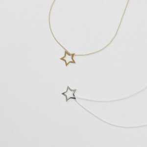 BELLYBIRD Jewellery Halskette – kleiner Stern, Sternanhänger, Silber/ Silber vergoldet