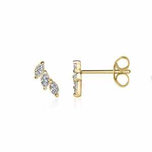 BELLYBIRD Jewellery OHRSTECKER – kleine Blüte mit Zirkoniasteinen, 375 Gold
