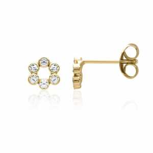 BELLYBIRD Jewellery OHRSTECKER – kleiner Kreis mit Zirkoniasteinen, 375 Gold