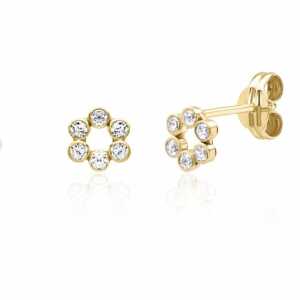 BELLYBIRD Jewellery OHRSTECKER – kleiner Kreis mit Zirkoniasteinen, 375 Gold