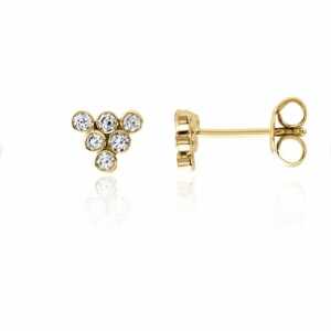 BELLYBIRD Jewellery OHRSTECKER – kleines Dreieck mit Zirkoniasteinen, 375 Gold