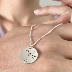 BELLYBIRD Jewellery Sternzeichen Kette, Anhänger 14mm, Silber/ Silber vergoldet