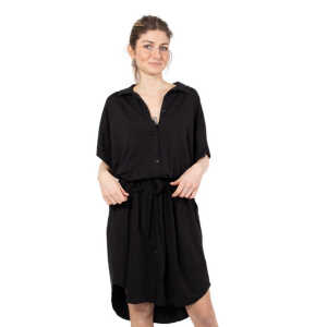 CORA happywear Damen Kleid aus Bio-Baumwolle und Leinen “Antonella” schwarz