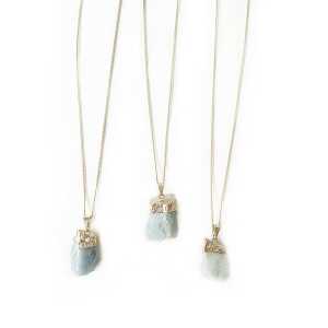Crystal and Sage Aquamarin Halskette mit Panzerkette, vergoldet