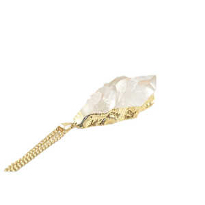Crystal and Sage Mountain Rock – Bergkristall Halskette silber oder gold