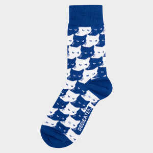 DEDICATED Unisex Socken mit Katzen Motiv Pepita Cats – Sodalite Blue