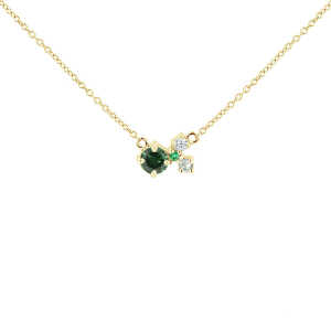 Eppi Cluster Halskette mit grünem Diamanten und Edelsteinen Millie