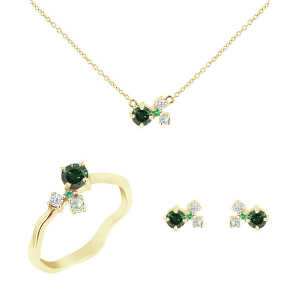 Eppi Cluster Schmuckset mit grünen Diamanten und Edelsteinen Halli