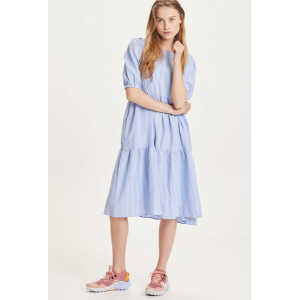 KnowledgeCotton Apparel Midi Kleid – HEATHER puff sleeve structure dress – aus EcoVero