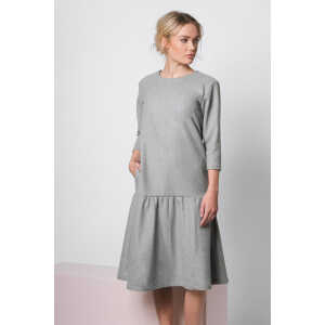LUXAA Ausgestelltes Kleid aus Wollmix – Grau