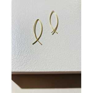LUXAA Kleiner, puristischer Bügel Ohrring verschlungen aus 925er Sterling Silber – Gold