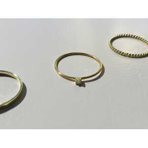LUXAA Zarter Ring mit kleinem Opal Stein aus 925er Sterling Silber – Gold