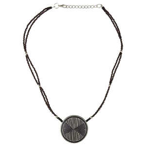 Mambu Design Upcycling Halskette – Linear Arrow – Straußeneischmuck