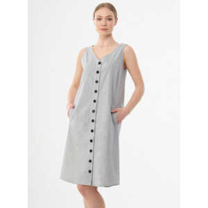 ORGANICATION Geknöpftes Kleid aus Bio-Baumwolle mit Streifenmuster