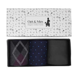 Opi & Max 3er Box Argyle & Polka Dot and Unicolour Socken