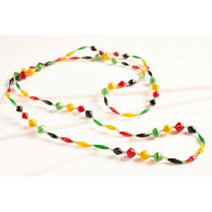 PEARLS OF AFRICA Lange Halskette aus Papierperlen in Reggaefarben “REGGAEFLAIR”