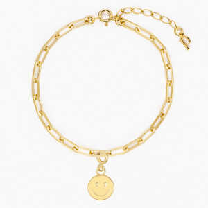 Paeoni Colors Armband mit Smiley-Anhänger aus 18k Gold Vermeil, 925 Sterling Silber