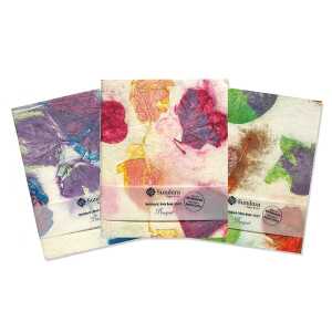 Sundara Notizbuch “Bouquet” – handgeschöpftes Recycling Biobaumwoll-Papier, Grün/Violett