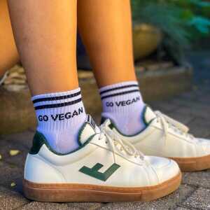 Team Vegan Go Vegan – Retro Sneaker Socken mit Streifen aus Bio-Baumwolle – 4er Set