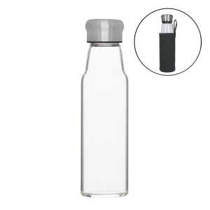 elasto Glasflasche 0,55 Liter Trinkflasche Borosilikatglas mit Neoprentasche
