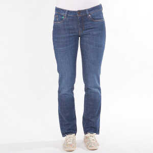 fairjeans Basic Jeans STRAIGHT WAVES, gerades Bein, jeansblau mit Waschung, mittelhoher Bund