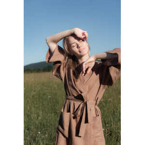 gust. Leinen-Kimono-Kleid – Linen kimono dress Maxi – 100% Bio-Leinen