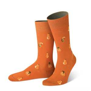 von Jungfeld Orange Socke mit Kürbismotiv – Herren