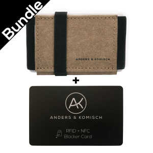 ANDERS & KOMISCH Kleiner Geldbeutel mit RFID- & NFC Schutz – A&K MINI Bundle Braun
