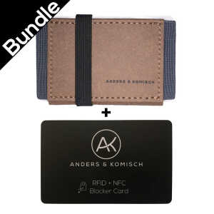 ANDERS & KOMISCH Kleiner Geldbeutel mit RFID- & NFC Schutz – A&K MINI Bundle Braun
