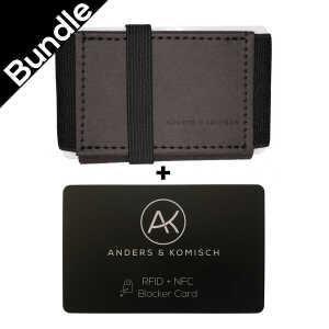 ANDERS & KOMISCH Kleiner Geldbeutel mit RFID- & NFC Schutz – A&K MINI Bundle Schwarz