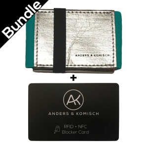 ANDERS & KOMISCH Kleiner Geldbeutel mit RFID- & NFC Schutz Karte – A&K MINI Portemonnaie Silber