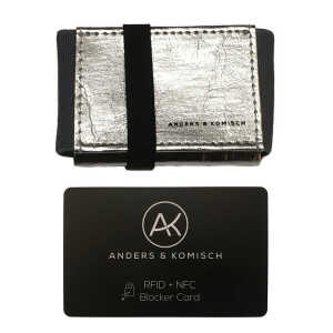 ANDERS & KOMISCH Kleiner Geldbeutel mit RFID- & NFC Schutz Karte – A&K MINI Portemonnaie Silber