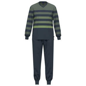 Ammann Herren Schlafanzug Pyjama lang reine Bio-Baumwolle V-Ausschnitt “Cupo”