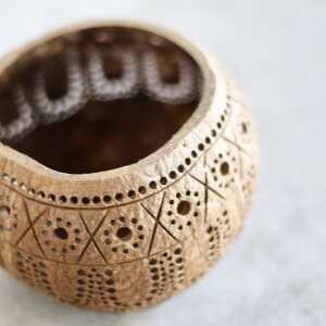 Balu Bowls Kerzenhalter aus Kokosnuss Motiv Hippie