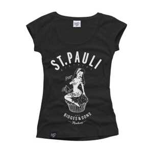 Bidges&Sons”St. Pauli Pin-up” Ladies Lowcut T-Shirt black