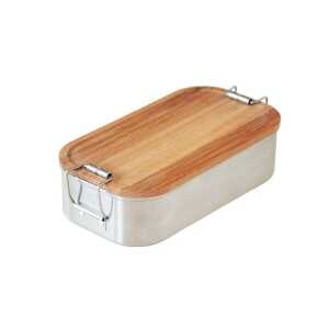 Cameleon Pack EDELSTAHL Lunchbox mit Deckel aus heimischem Buchen Holz