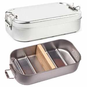 Cameleon Pack Lunchbox “Classic” * Mit Trennsteg aus Bambus * Metall Brotdose
