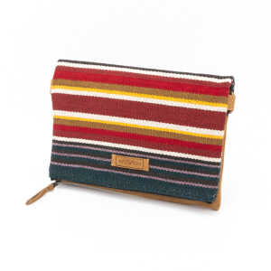 Damen Tasche Umhängetasche Clutch “Woven Lea Flap Bag” Leder/Baumwolle