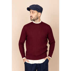 De IONESCU Wollpullover für Herren mit Zopfmuster – Pullover mit rundem Kragen