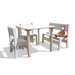 Die Schreiner Christoph Siegel Kindersitzgruppe – Tisch, 2 Stühle und 1 Bank