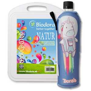 Dora’s Nachhaltiges Einhorn Set mit Flasche und Schneidebrett