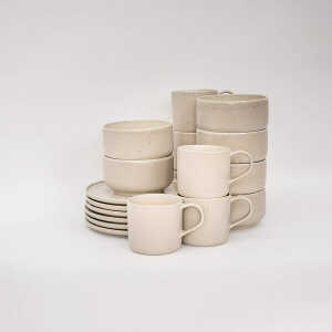 EDDA stoneware Brunch-Set Eelina – Cappuccino Beige aus Steingut (handgemacht)