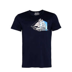 FÄDD Herren T-Shirt Rundhals aus Bio-Baumwolle “Dreimaster BT” Navy Blau
