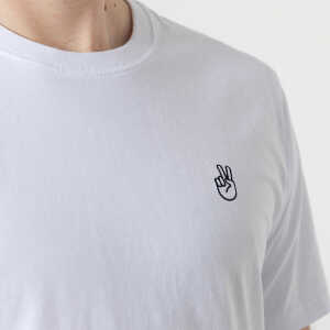 Fyngers Unisex T-Shirt aus Biobaumwolle – Modell PEACE mit gestickter Veredelung