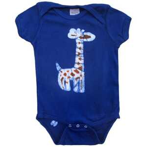 Global Mamas Baby Body – Giraffe – Bio Baumwolle – Blau – Kurzarm