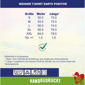 HANDGEDRUCKT “Trittsiegel Waschbär” Männer T-Shirt reine Biobaumwolle (kbA)