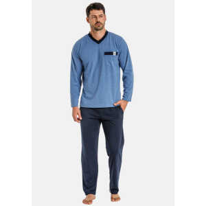 Haasis Bodywear Herren Pyjama lang mit Seitentaschen, Single Jersey