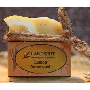 Handgefertigte Bio Naturseife “Landseife Lemon Brennessel”